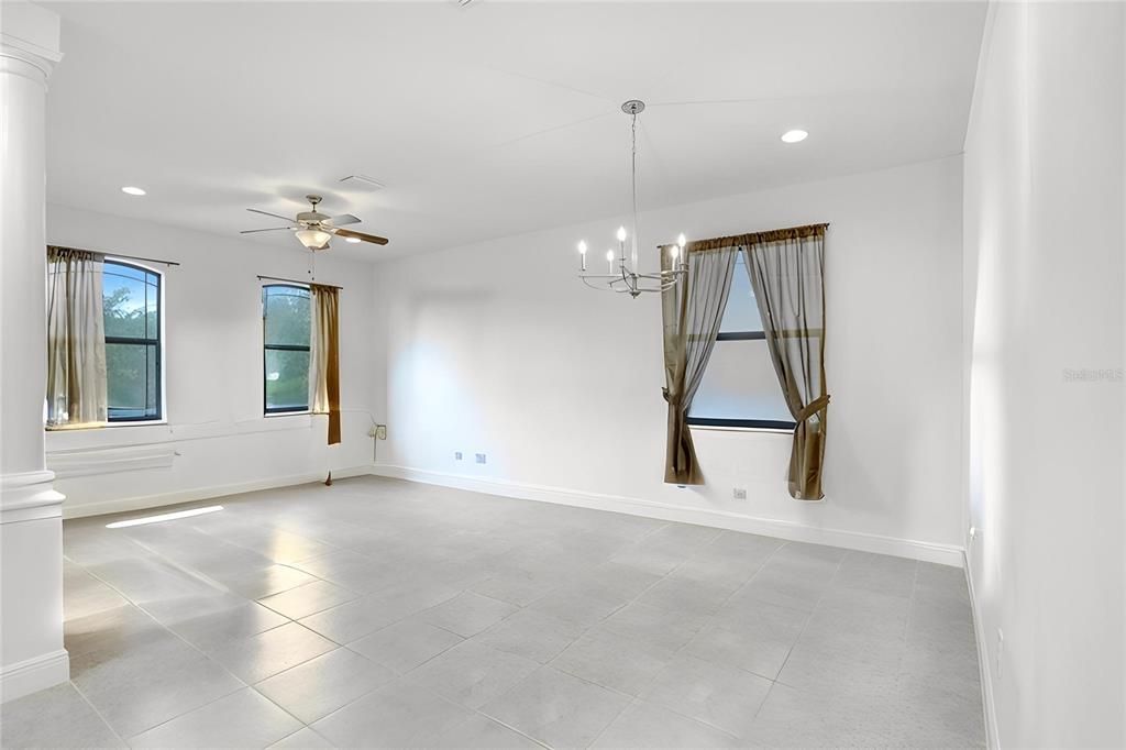 Chandelier, Empty room, Interior, Recessed Lighting