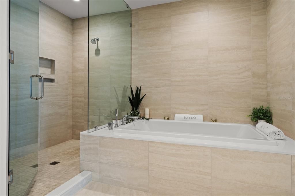 Bathroom, Glass Shower, Interior, Recessed Lighting