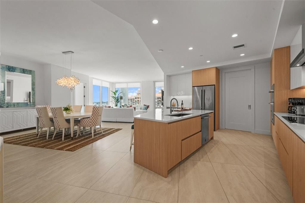 Dining room, Interior, Kitchen, Living room, Pendant Lights, Recessed Lighting, Stainless Steel Appliances, Water
