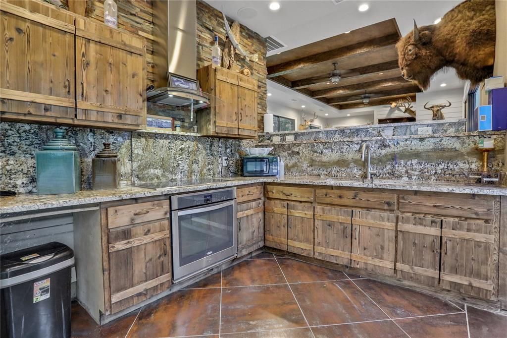 Interior, Kitchen, Recessed Lighting, Stainless Steel Appliances, Wooden Beams