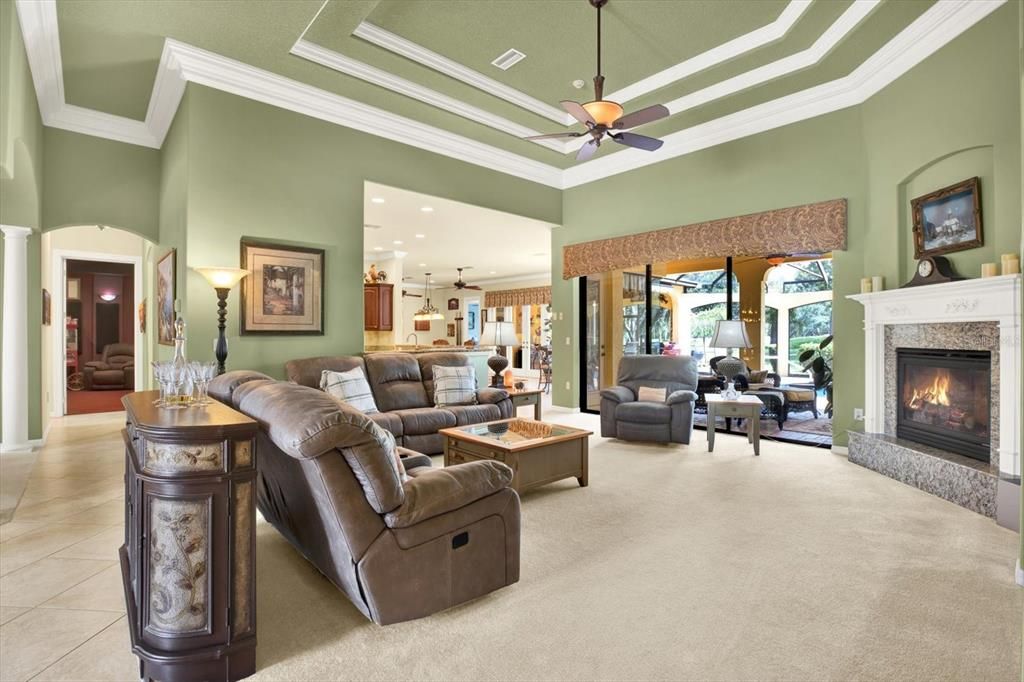 Fireplace, Interior, Living room, Pendant Lights, Recessed Lighting