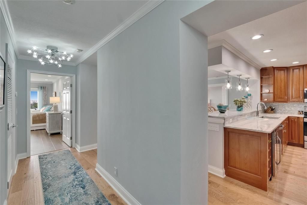 Interior, Kitchen, Pendant Lights, Recessed Lighting, Wood Texture Flooring