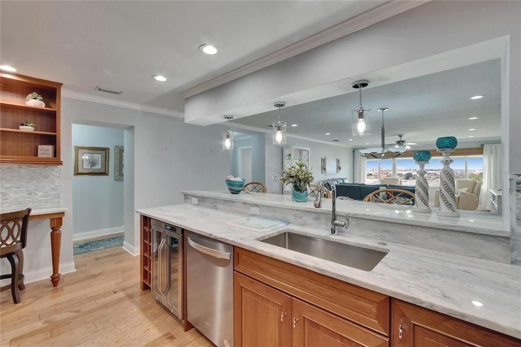 Interior, Kitchen, Pendant Lights, Recessed Lighting, Wood Texture Flooring