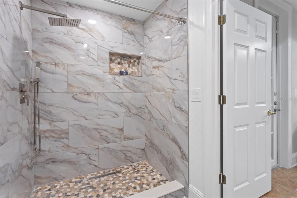 Bathroom, Glass Shower, Interior, Marble Walls