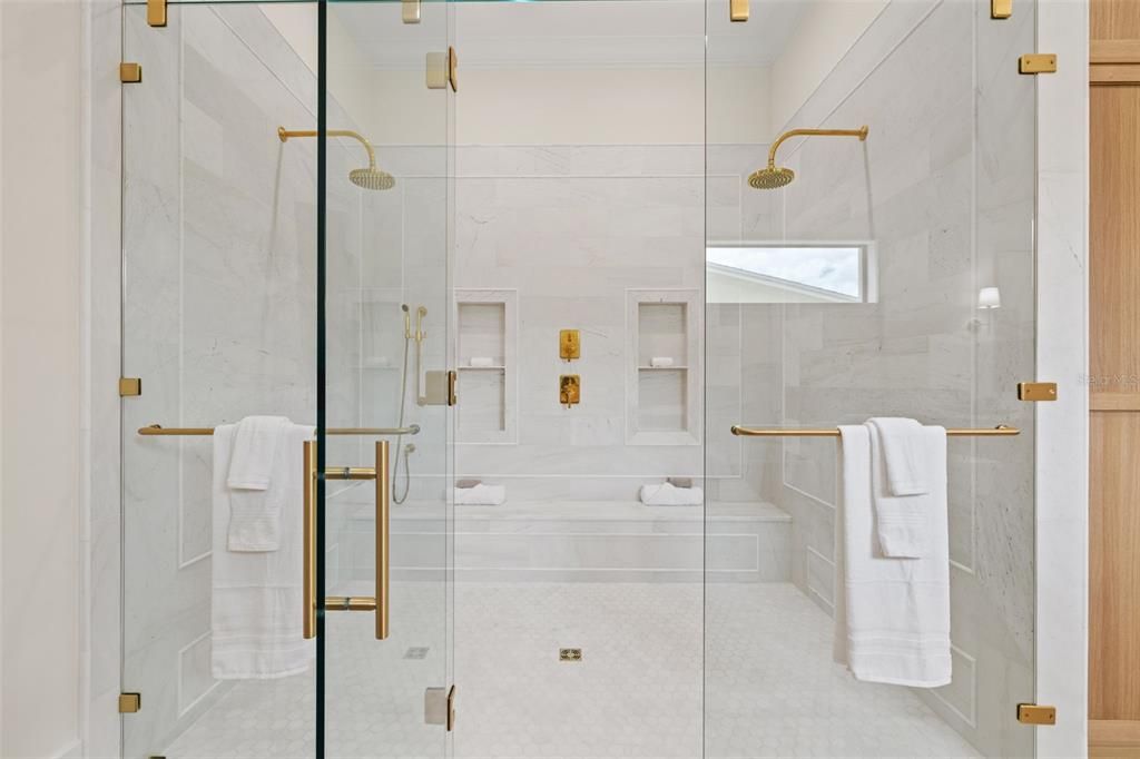 Bathroom, Glass Shower, Interior, Marble Walls