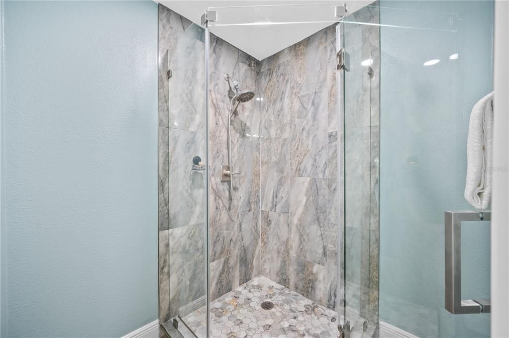 Bathroom, Glass Shower, Interior, Marble Walls