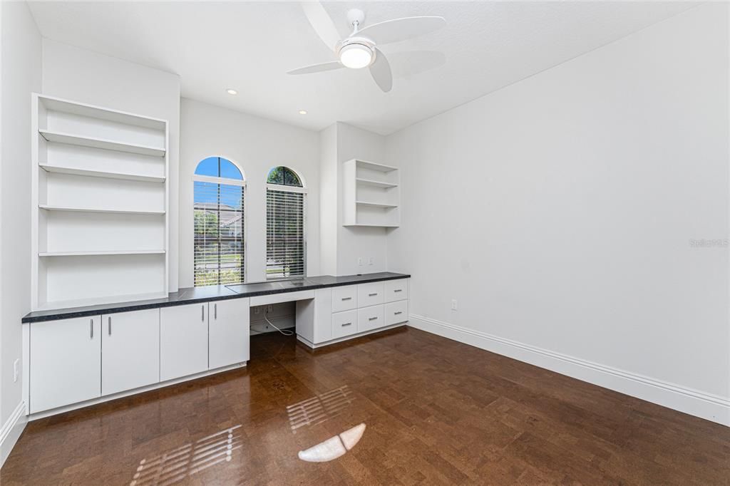 Home Office, Interior, Recessed Lighting, Wood Texture Flooring