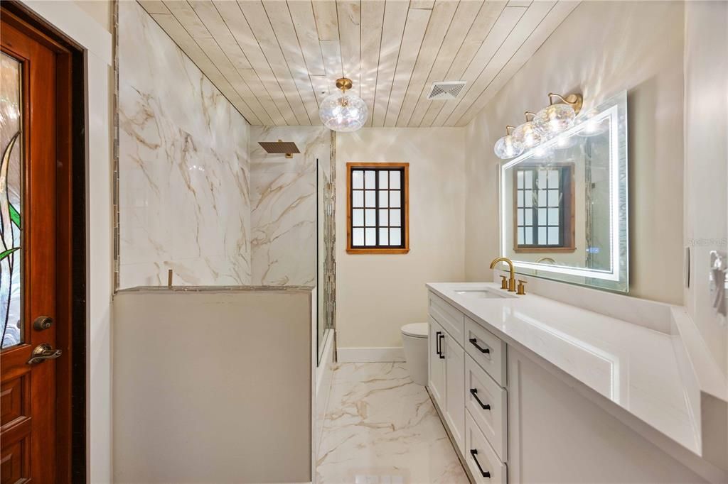 Bathroom, Dual Sink Vanities, Interior, Marble, Marble Walls