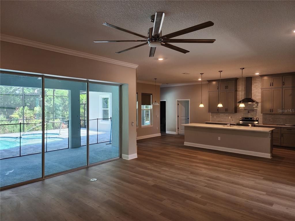 Interior, Kitchen, Pendant Lights, Recessed Lighting, Wood Texture Flooring