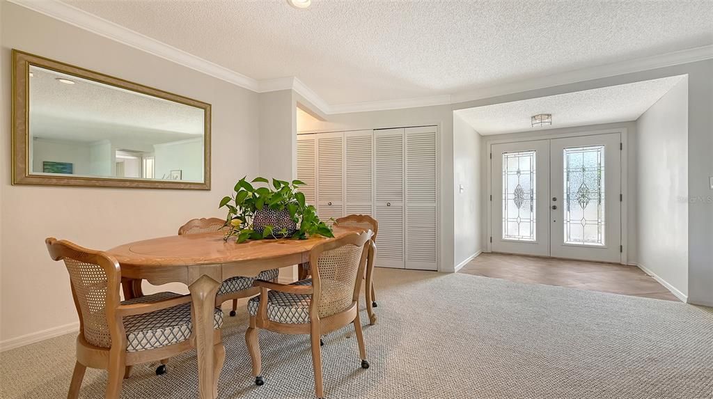 Dining room, Interior, Recessed Lighting, Wood Texture Flooring