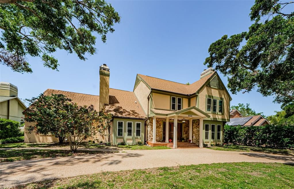 Exterior, Facade, Solar Panels, Tudor Revival