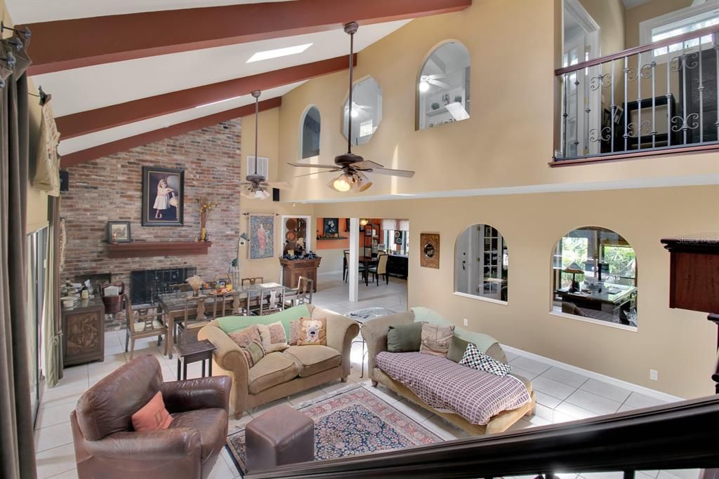 Dining room, Fireplace, Interior, Living room, Stone Walls