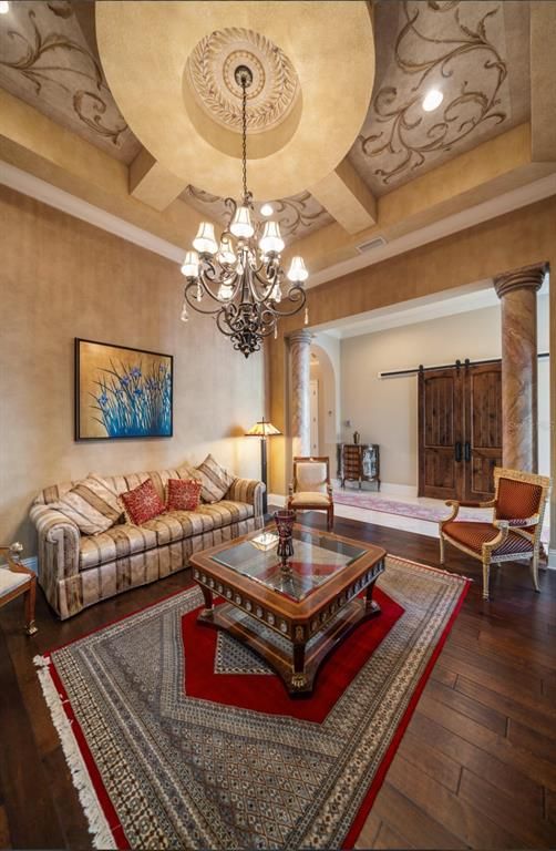 Chandelier, Interior, Living room, Wood Texture Flooring