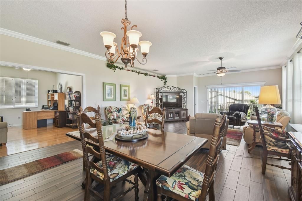 Chandelier, Dining room, Interior, Wood Texture Flooring