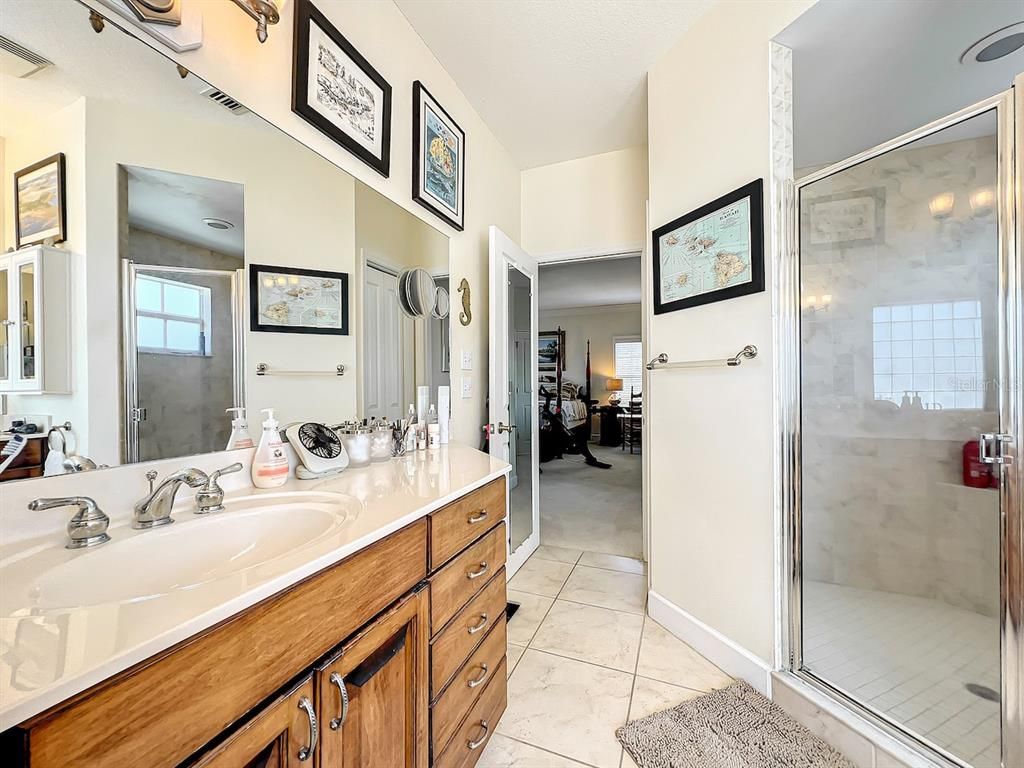 Bathroom, Dual Sink Vanities, Glass Shower, Interior