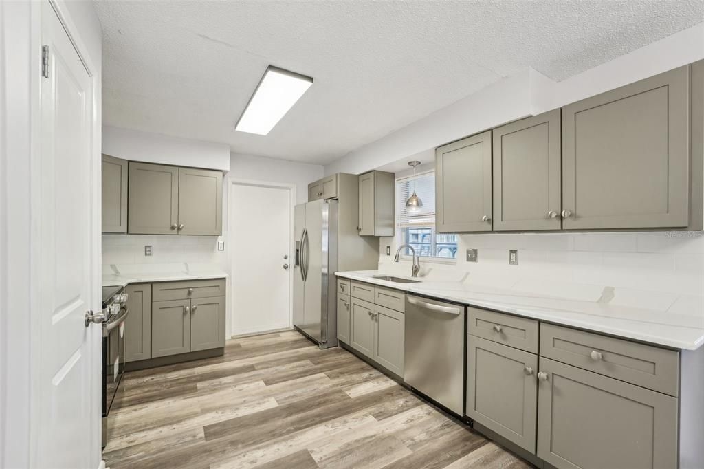 Interior, Kitchen, Stainless Steel Appliances, Wood Texture Flooring