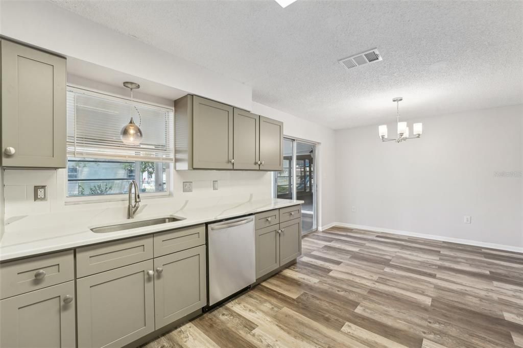 Chandelier, Interior, Kitchen, Pendant Lights, Wood Texture Flooring