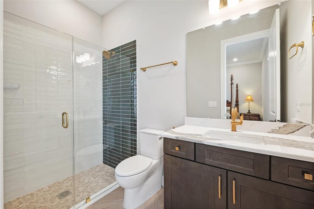 Bathroom, Glass Shower, Interior, Recessed Lighting