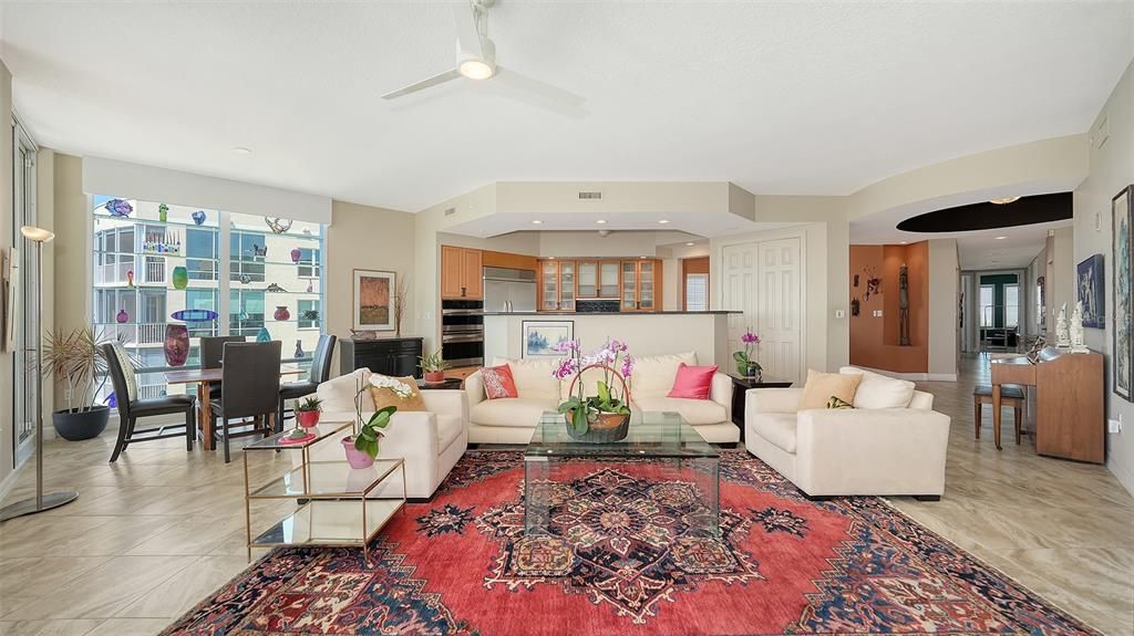 Dining room, Interior, Kitchen, Living room, Recessed Lighting, Stainless Steel Appliances