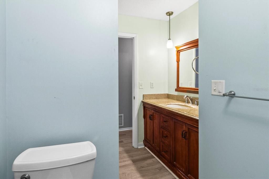 Bathroom, Interior, Pendant Lights, Wood Texture Flooring