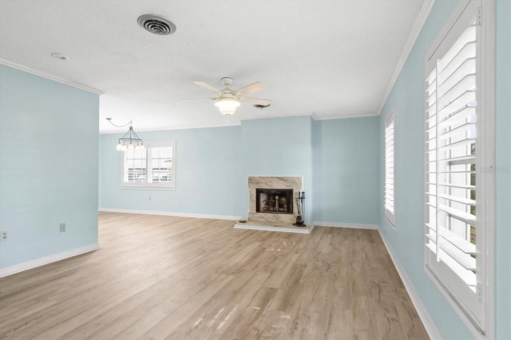 Empty room, Fireplace, Interior, Wood Texture Flooring
