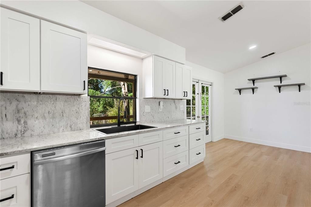 Interior, Kitchen, Recessed Lighting, Wood Texture Flooring