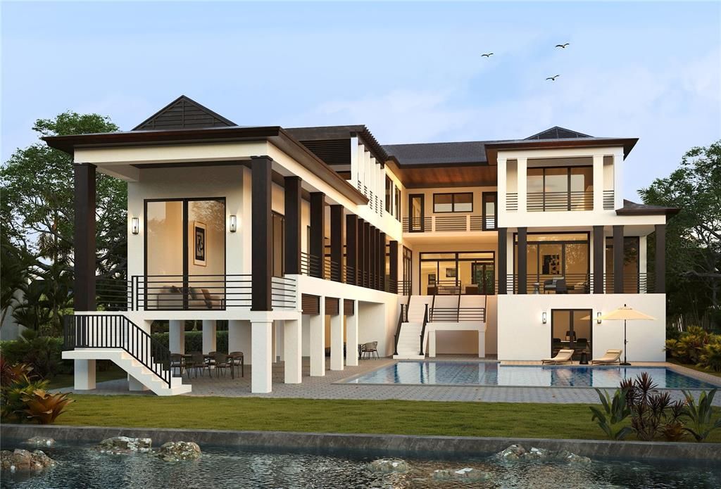 Exterior, Facade, Pool, Modern