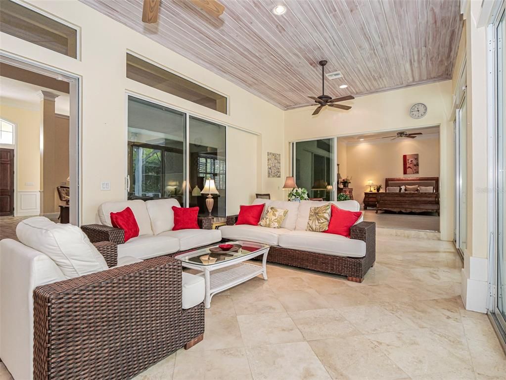 Interior, Living room, Recessed Lighting, Wooden Ceilings