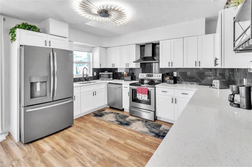Interior, Kitchen, Stainless Steel Appliances, Wood Texture Flooring