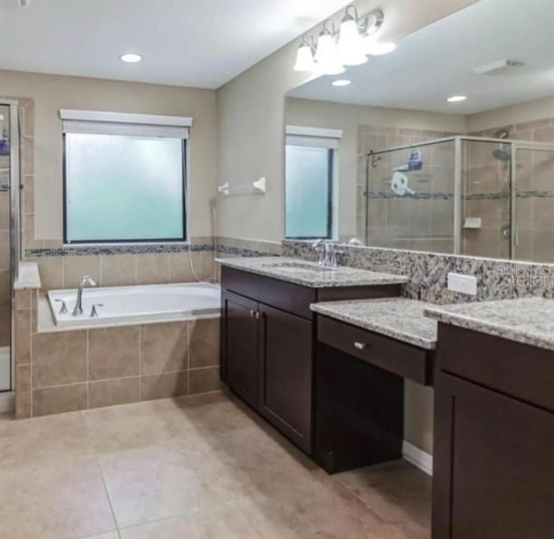 Bathroom, Dual Sink Vanities, Glass Shower, Interior, Recessed Lighting