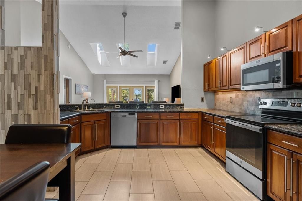 Interior, Kitchen, Recessed Lighting, Wood Texture Flooring