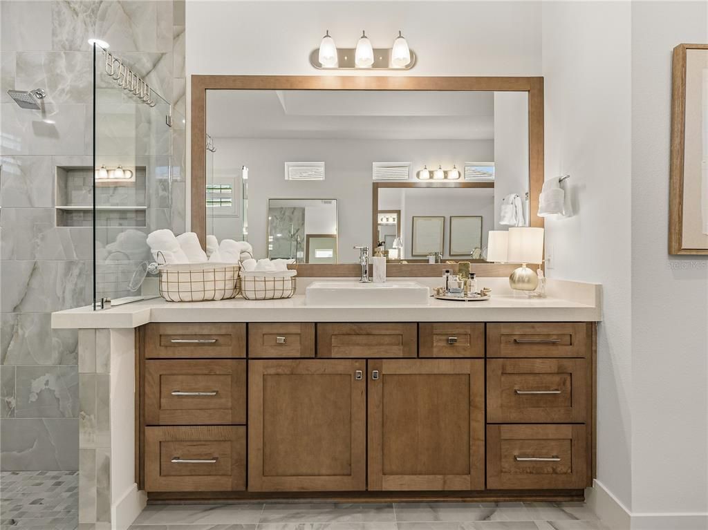 Bathroom, Dual Sink Vanities, Glass Shower, Interior