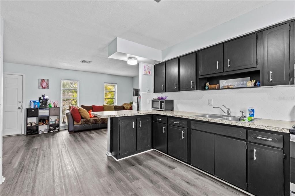 Interior, Kitchen, Living room, Wood Texture Flooring
