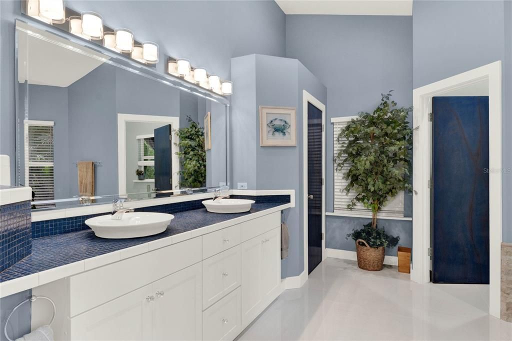 Bathroom, Dual Sink Vanities, Interior, Tile Countertops