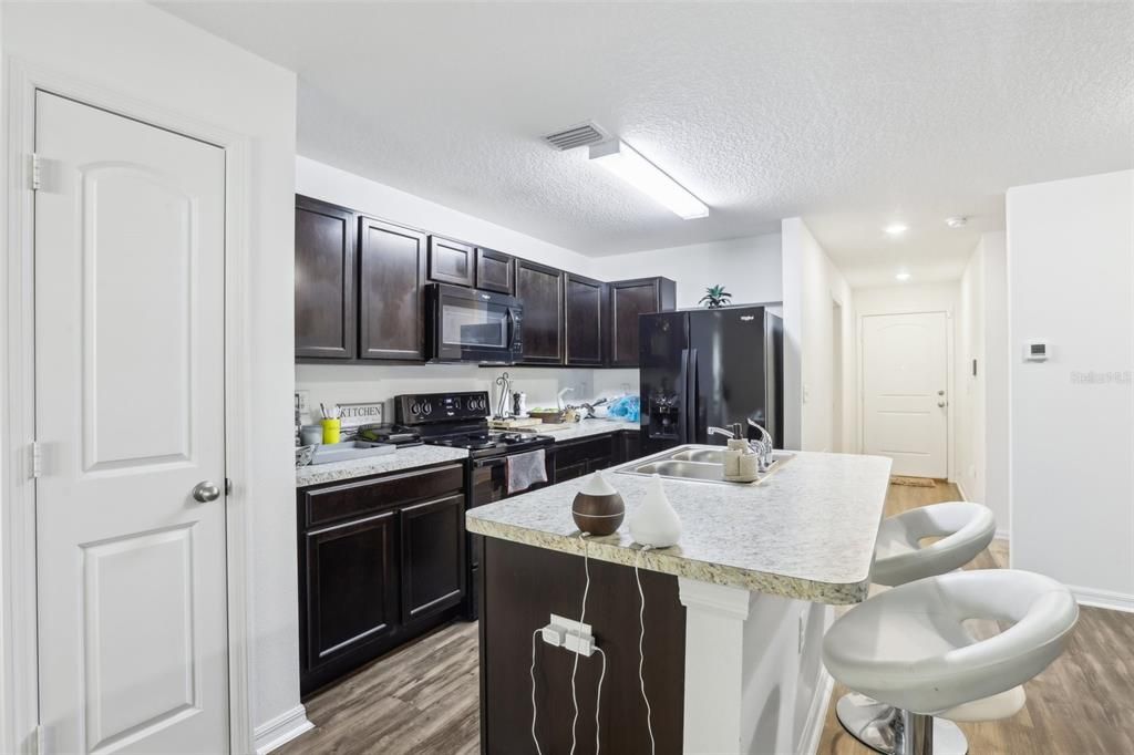 Interior, Kitchen, Recessed Lighting, Wood Texture Flooring