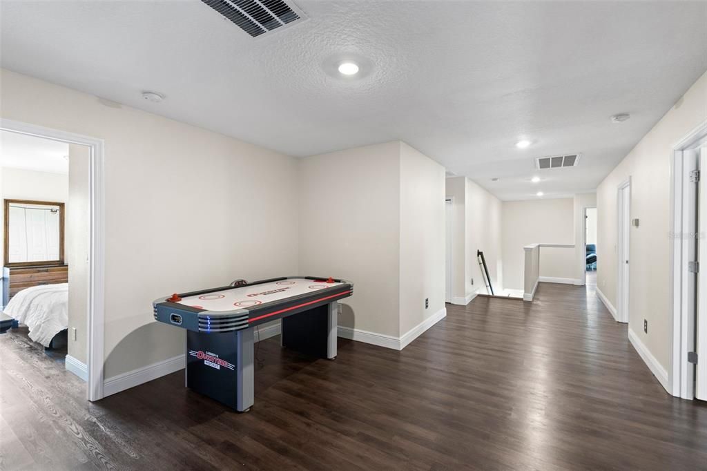 Game Room, Interior, Recessed Lighting, Wood Texture Flooring