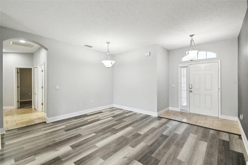 Empty room, Interior, Pendant Lights, Wood Texture Flooring