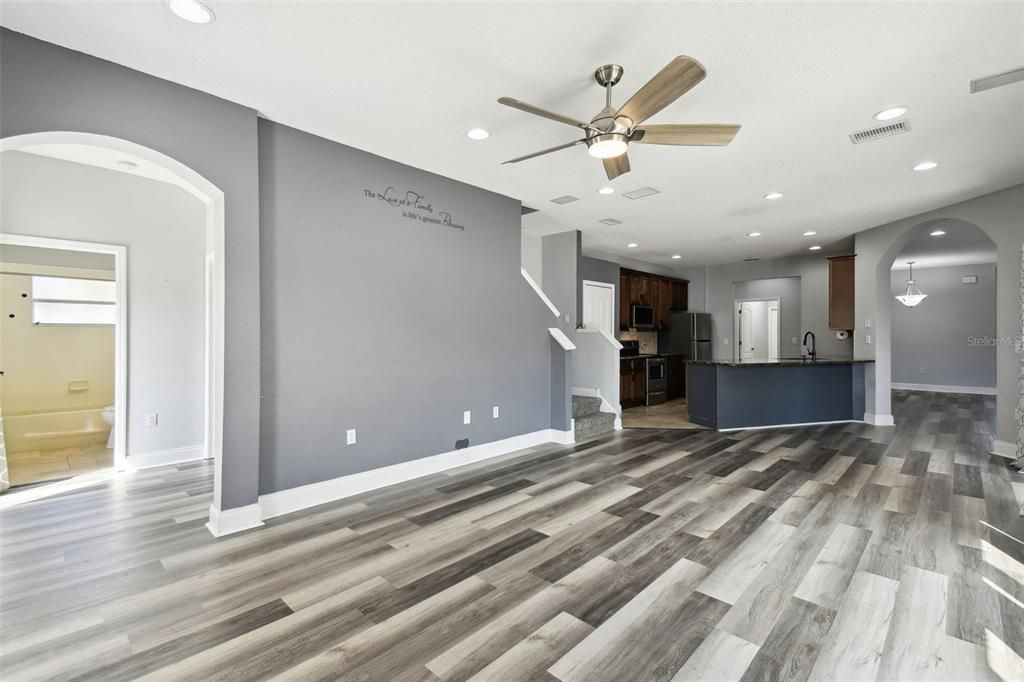 Interior, Kitchen, Recessed Lighting, Wood Texture Flooring