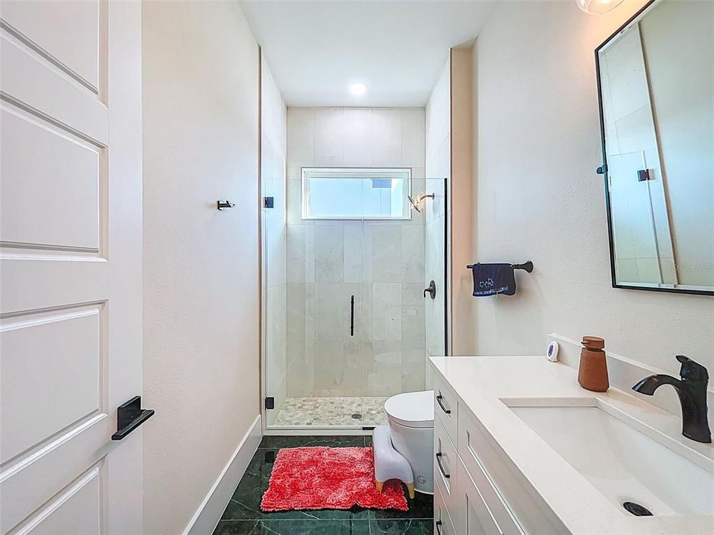 Bathroom, Glass Shower, Interior, Recessed Lighting