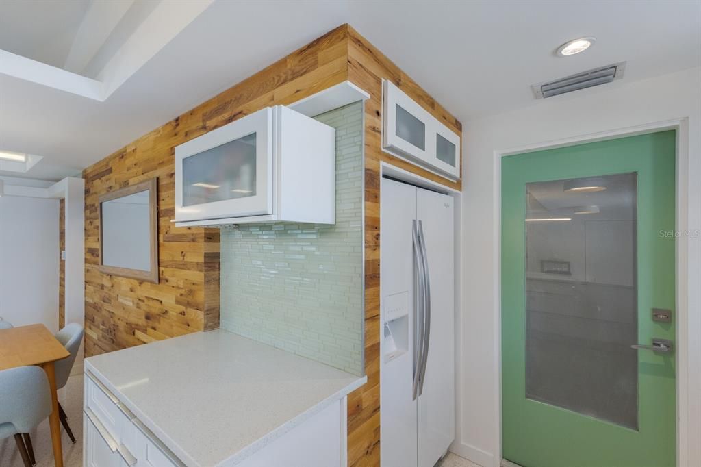 Interior, Kitchen, Recessed Lighting, Wooden Walls