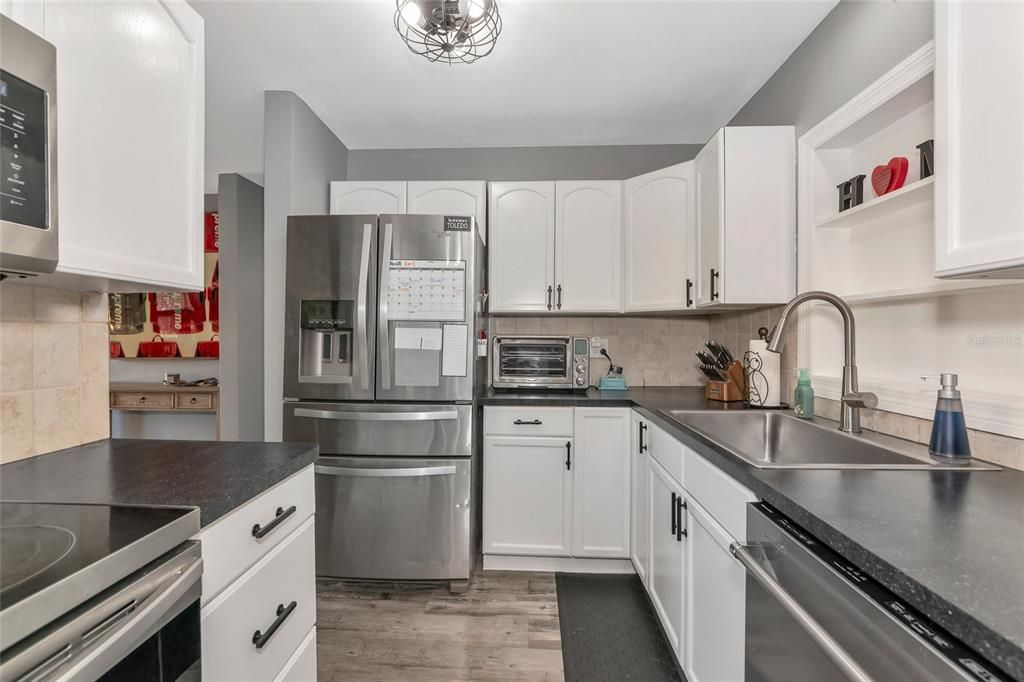 Interior, Kitchen, Stainless Steel Appliances, Wood Texture Flooring