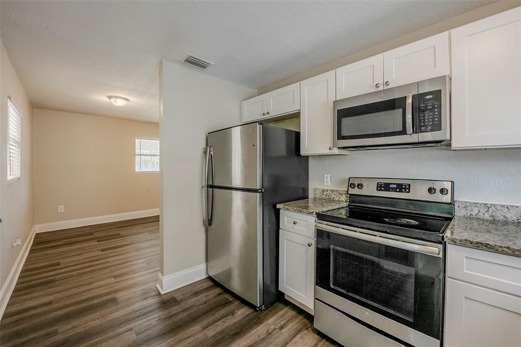 Interior, Kitchen, Stainless Steel Appliances, Wood Texture Flooring