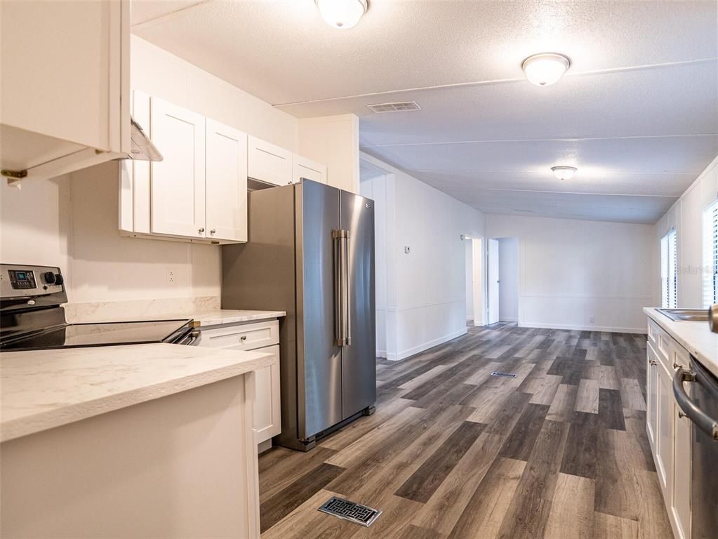 Interior, Kitchen, Stainless Steel Appliances, Wood Texture Flooring