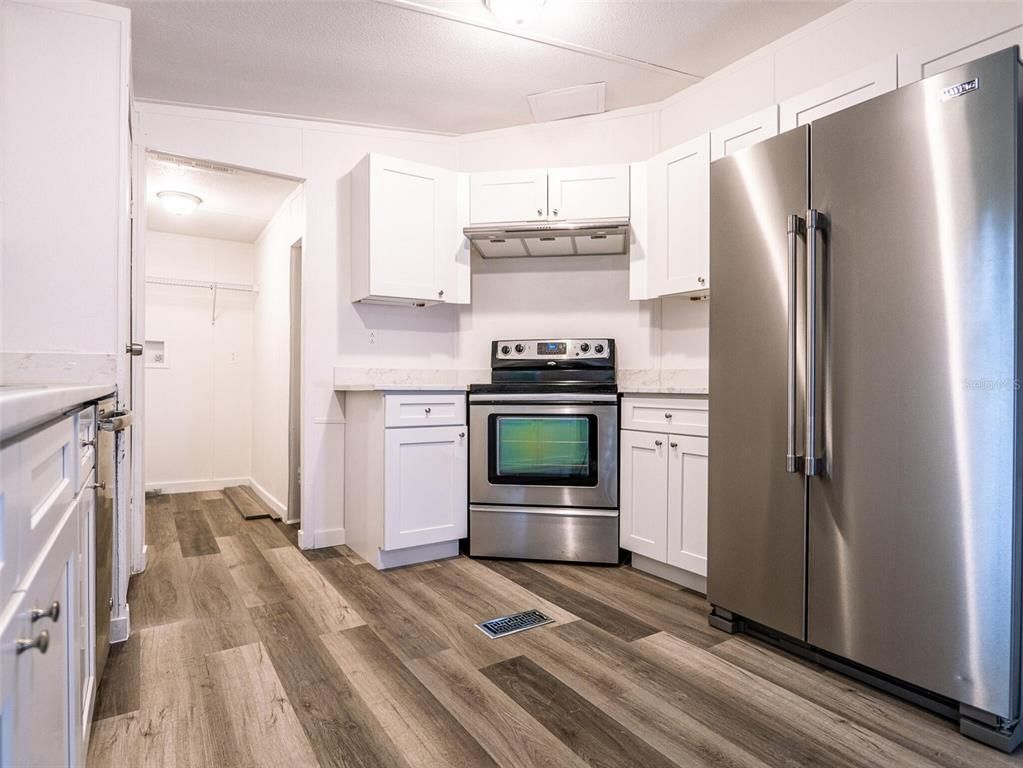 Interior, Kitchen, Stainless Steel Appliances, Wood Texture Flooring