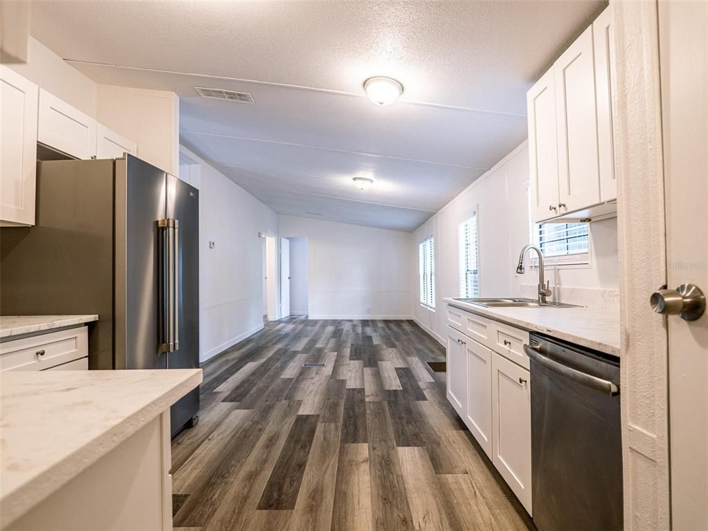 Interior, Kitchen, Stainless Steel Appliances, Wood Texture Flooring