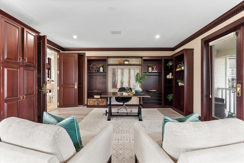 Home Office, Interior, Living room, Recessed Lighting, Wood Texture Flooring