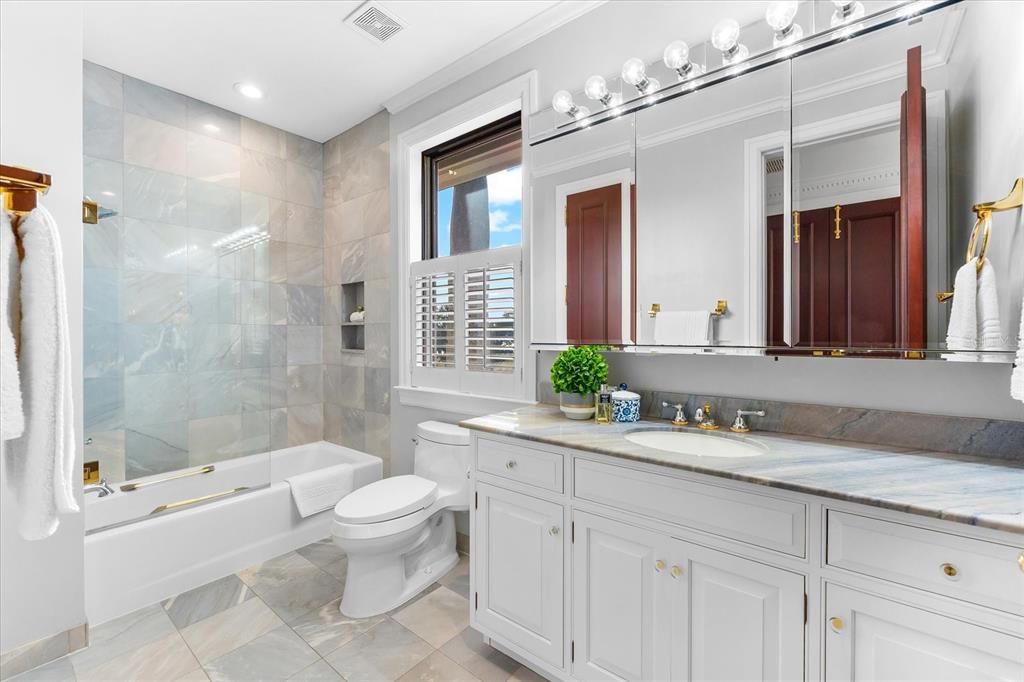 Bathroom, Glass Shower, Interior, Recessed Lighting