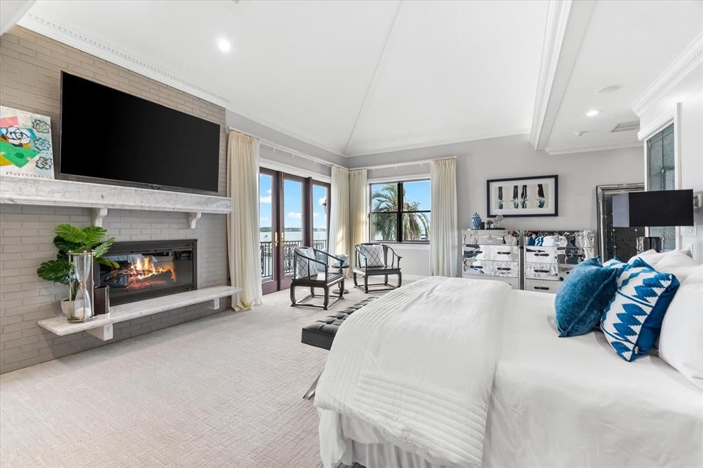 Bedroom, Fireplace, Interior, Recessed Lighting