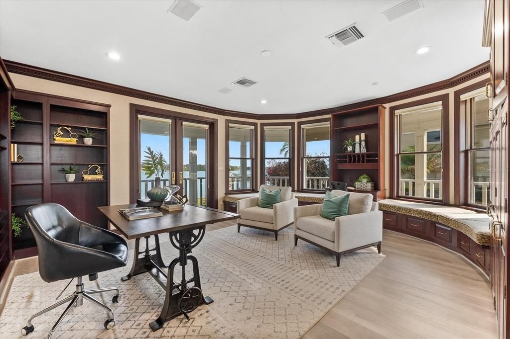 Home Office, Interior, Recessed Lighting, Wood Texture Flooring