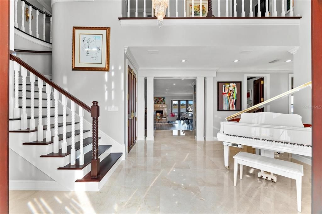 Fireplace, Interior, Piano, Recessed Lighting